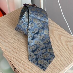 Elegant Paisley Tie in Blue and Gold